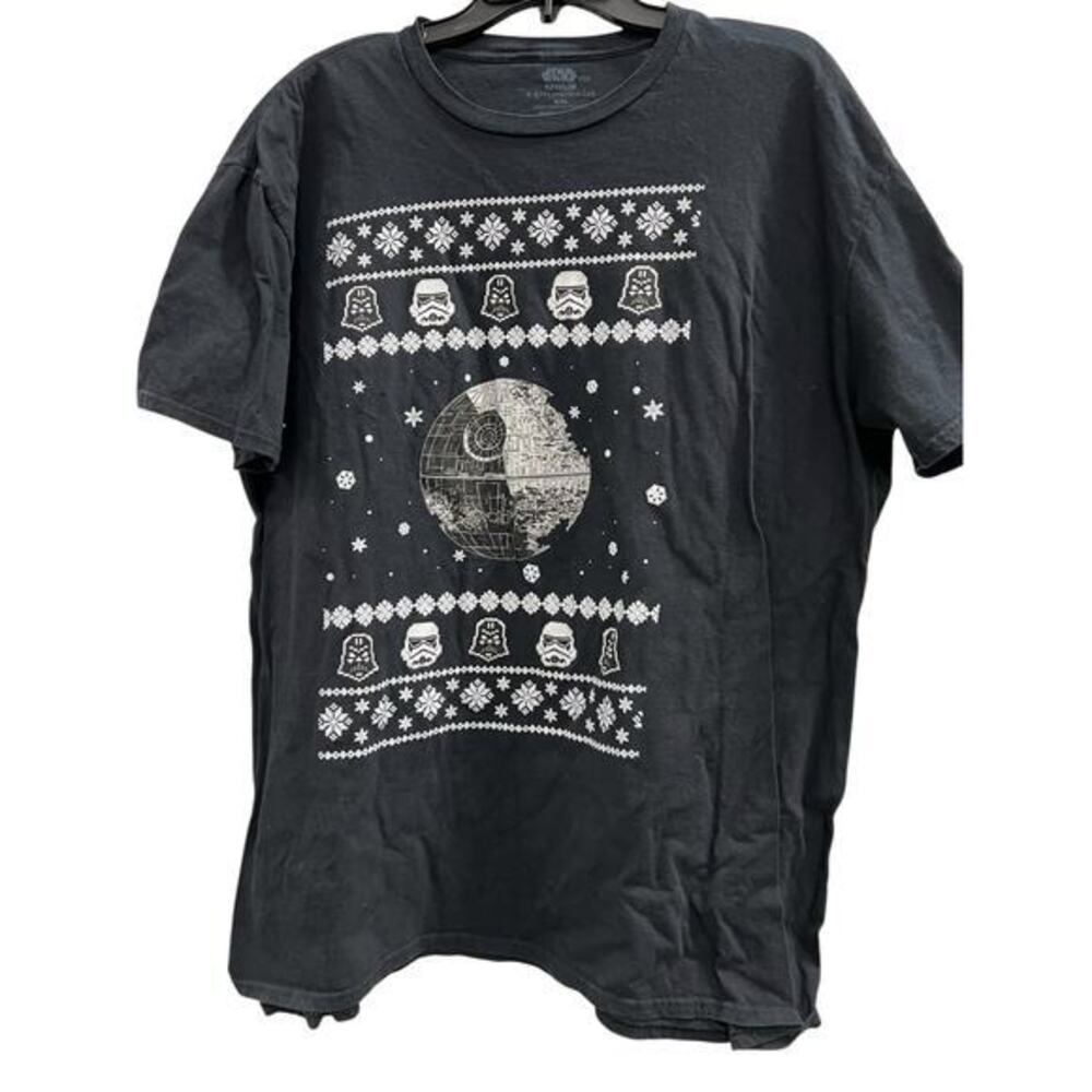 Star Wars Christmas Darth Vader Storm Trooper thrashed tee SZ XXL 2XL